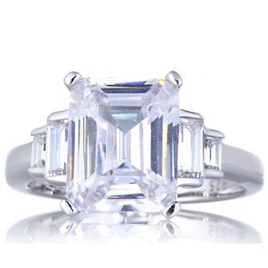 Epiphany Diamonique 5ct Emerald Cut Ring Sterling